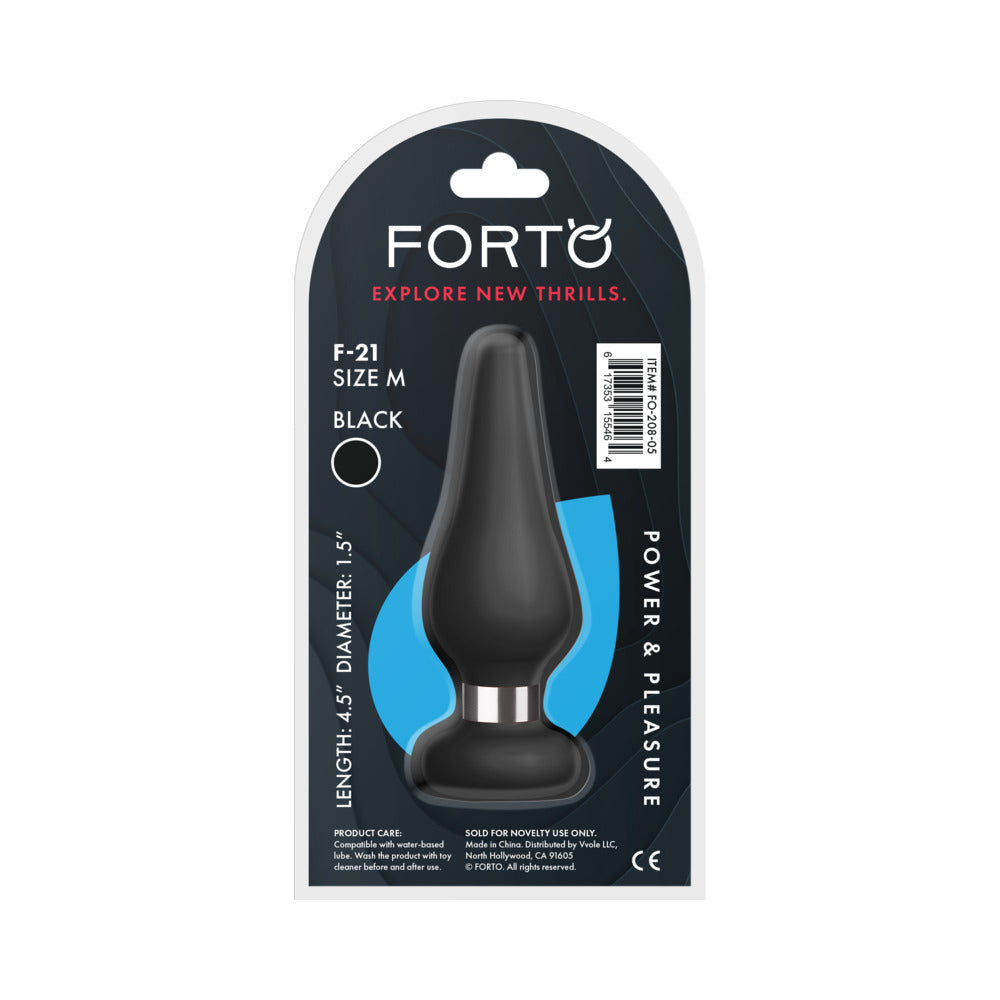Forto F-21 Tear Drop Silicone Anal Plug Medium Black