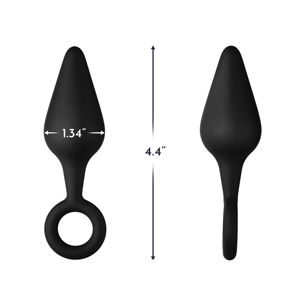 Forto F-10 Silicone Anal Plug with Pull Ring Medium Black