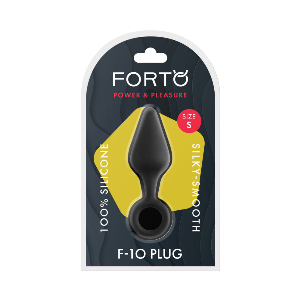 Forto F-10 Silicone Anal Plug with Pull Ring Small Black