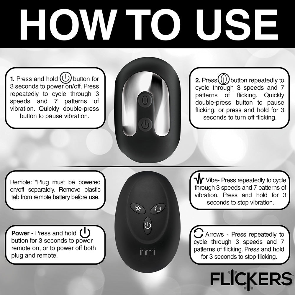 Flickers Bum Flick Flicking & Vibrating Silicone Butt Plug with Remote