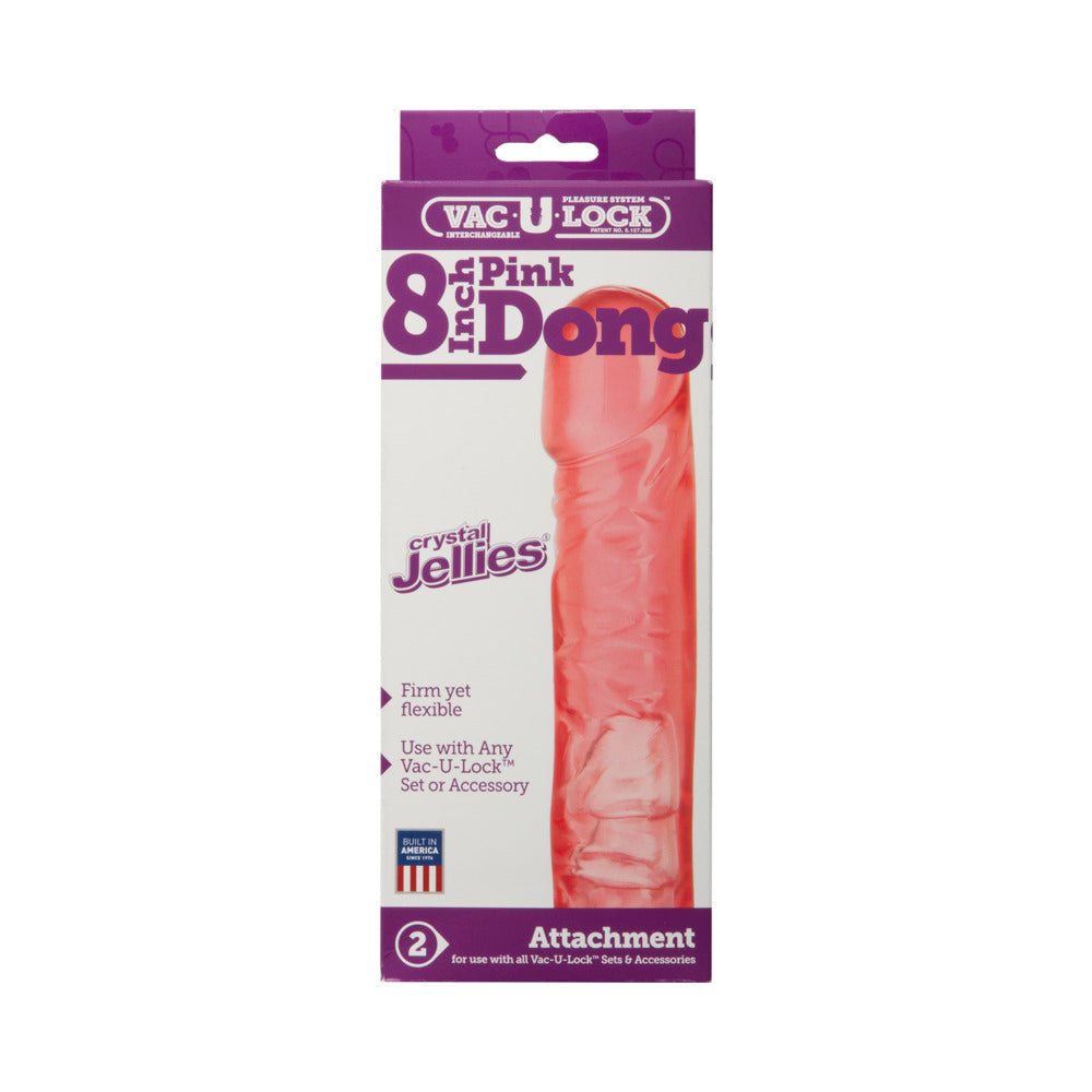 Vac-U-Lock 8in Pink Dong Crystal Jellies