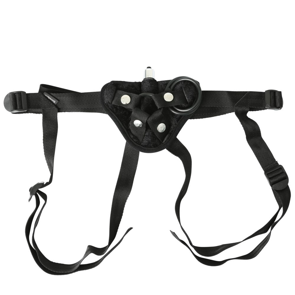 SS Vibrating Velvet Strap-On Harness