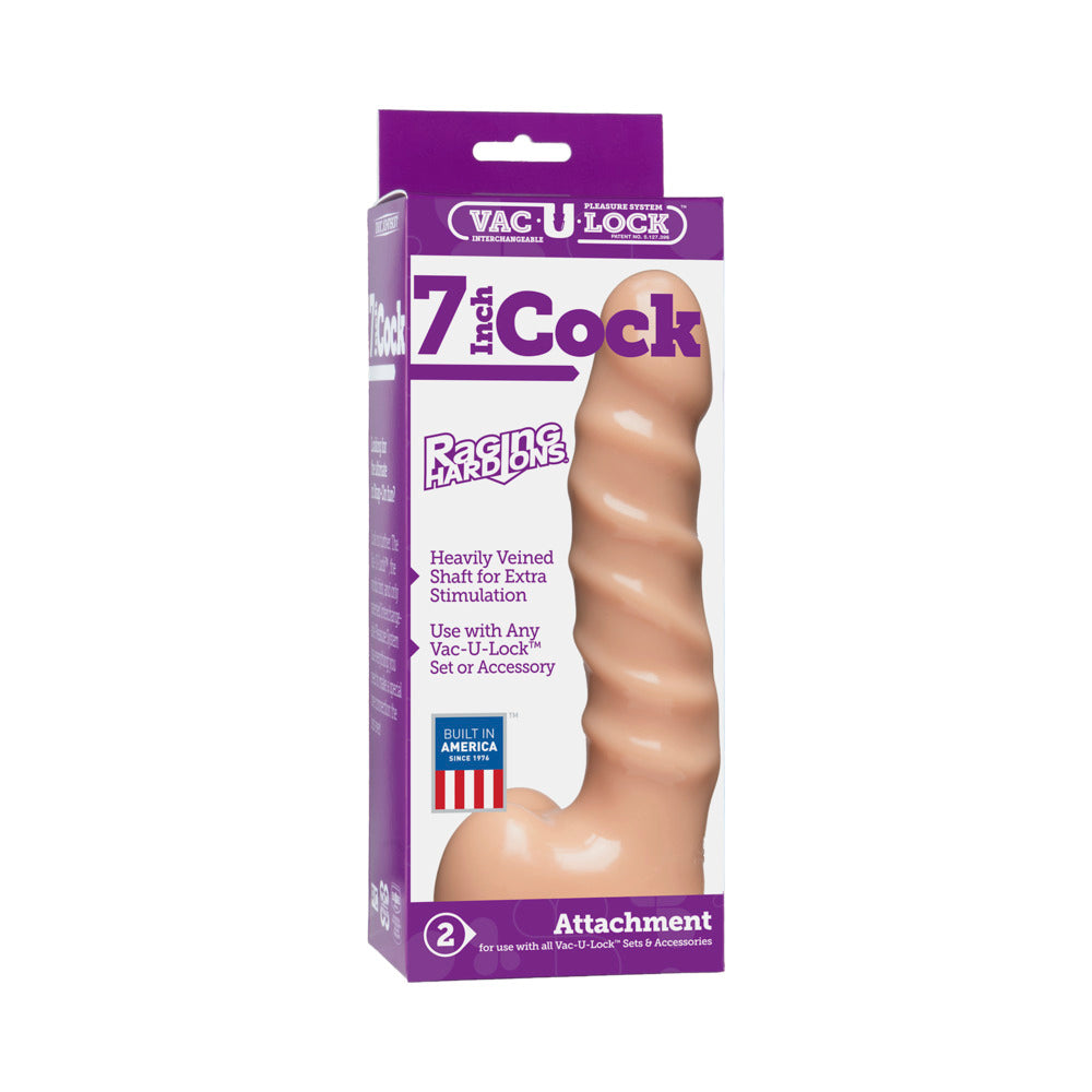 Vac-U-Lock - 7 Inch Cock - Raging Hard-Ons White