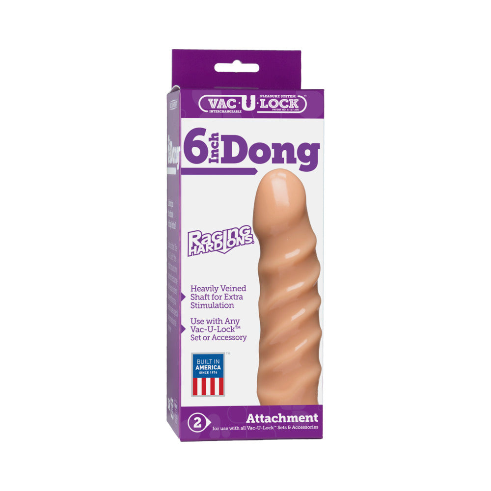 Vac-U-Lock - 6 Inch Dong - Raging Hard-Ons White