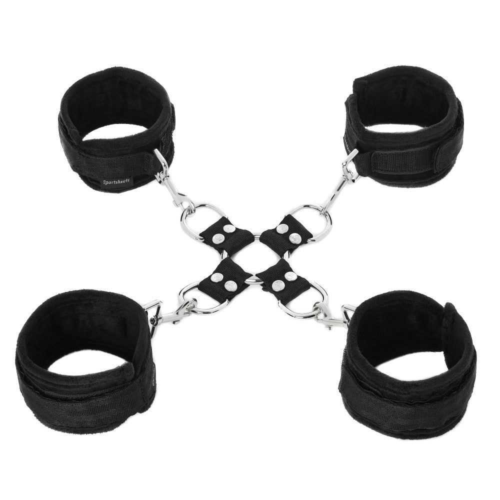 SS Hog Tie & Cuff Set Black