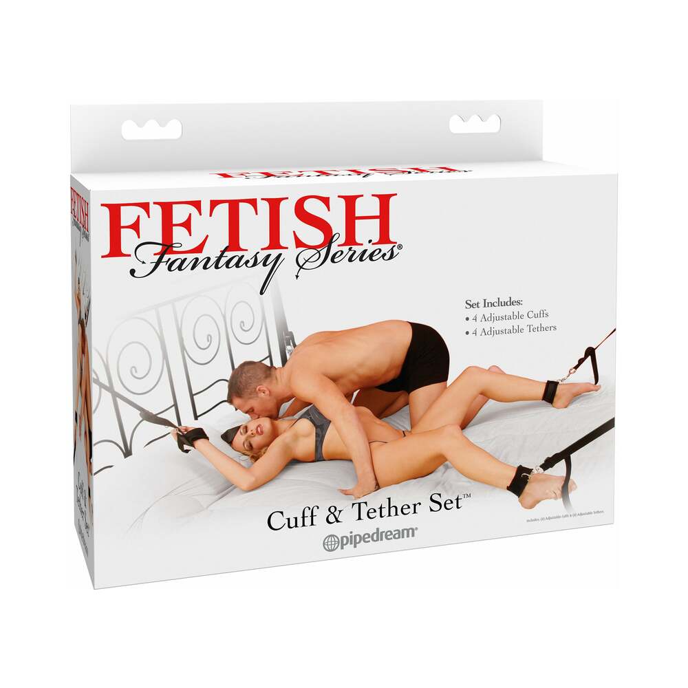 Pipedream Fetish Fantasy Series Adjustable Cuff & Tether Set Black