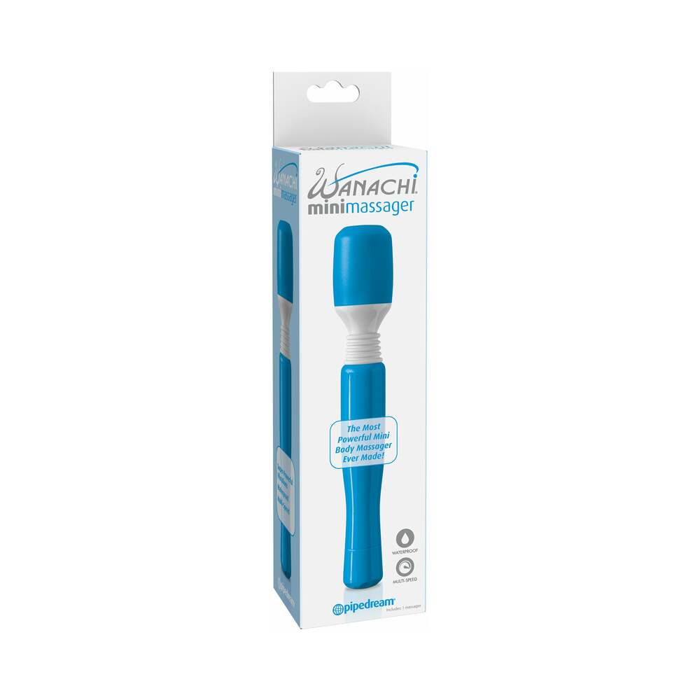 Pipedream Mini Wanachi Waterproof Massager Flexible Silicone Wand Vibrator Blue