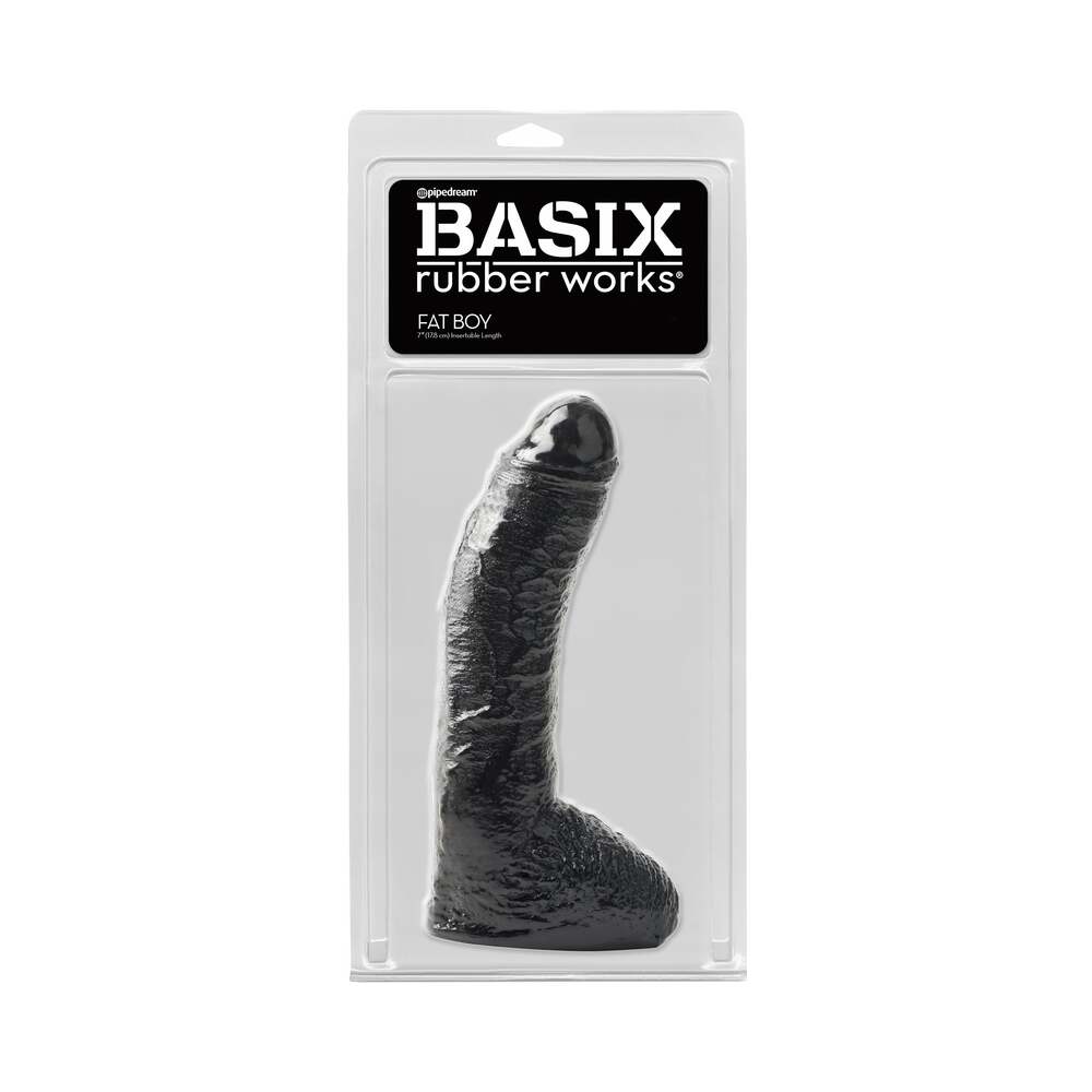 Pipedream Basix Rubber Works Fat Boy 10 in. Dildo With Balls Black