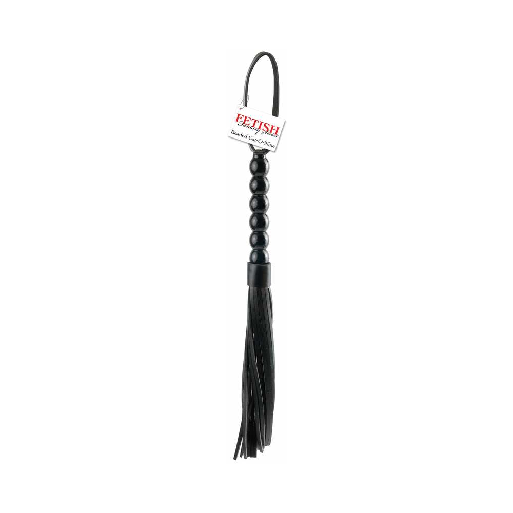 Pipedream Fetish Fantasy Series Beaded Cat-o-Nine Tails Flogger Black