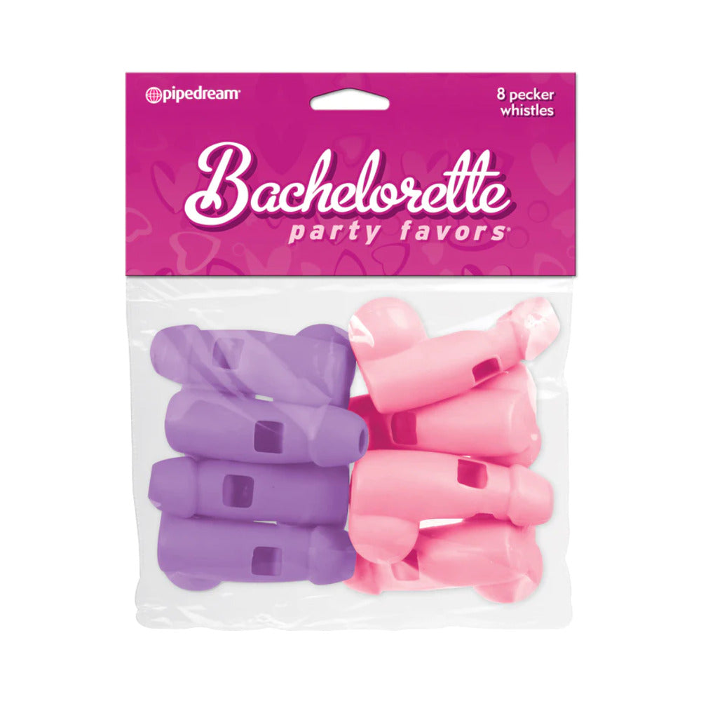 Pipedream Bachelorette Party Favors Pecker Whistles 8-Piece Set Purple/Pink