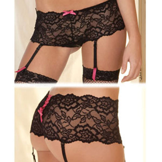 Rene Rofe Crotchless Lace Boyleg With Garters S/M