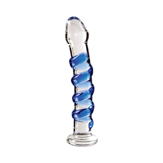 Icicles #5 7in Glass Dildo Blue/Clear