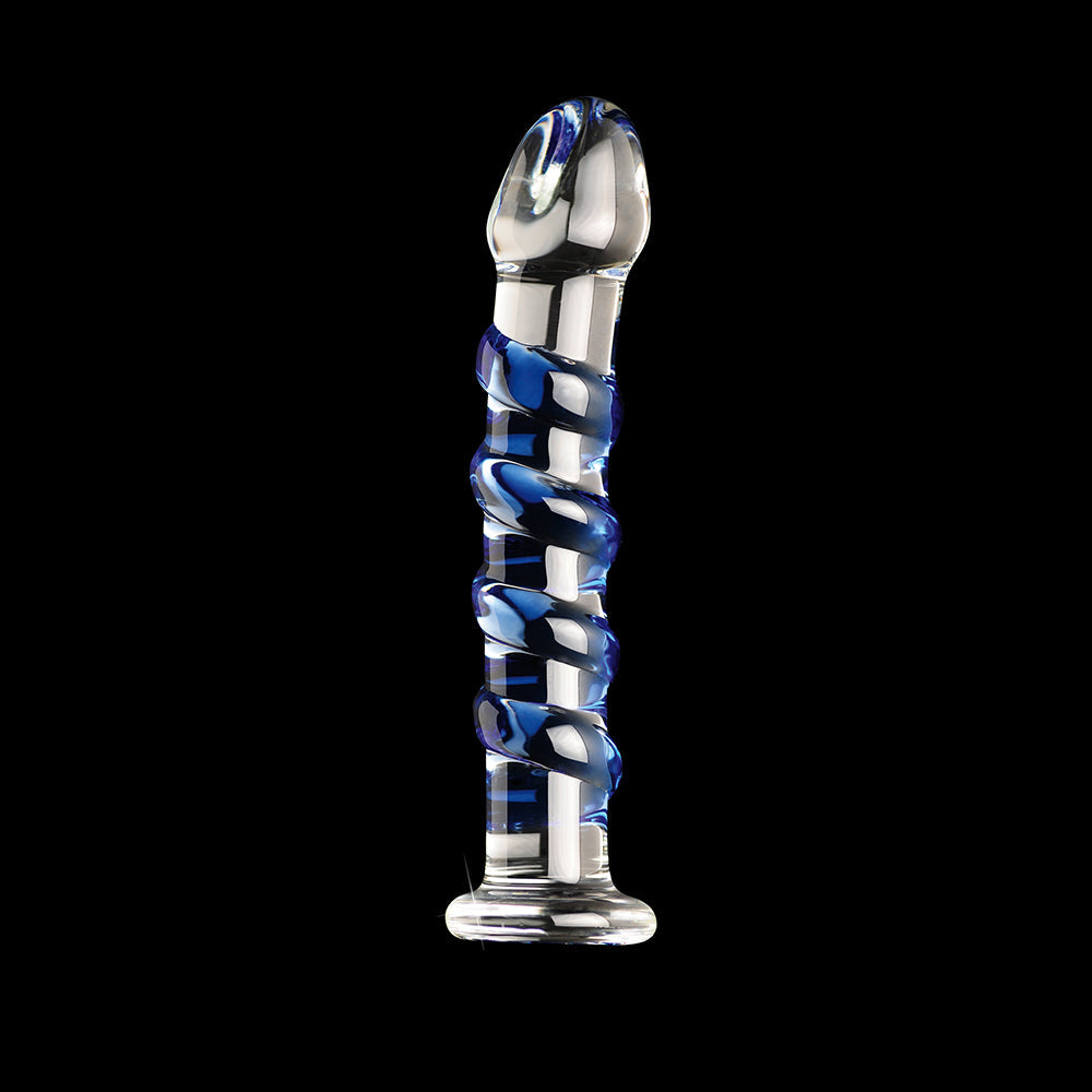 Icicles #5 7in Glass Dildo Blue/Clear