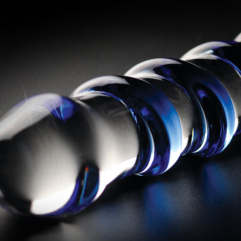 Icicles #5 7in Glass Dildo Blue/Clear