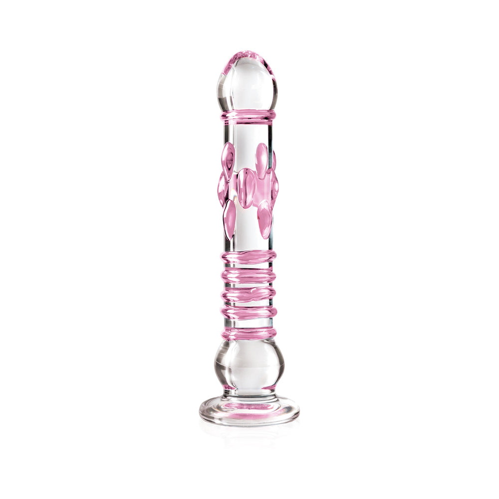 Icicles #6 8.5in Glass Dildo Pink/Clear