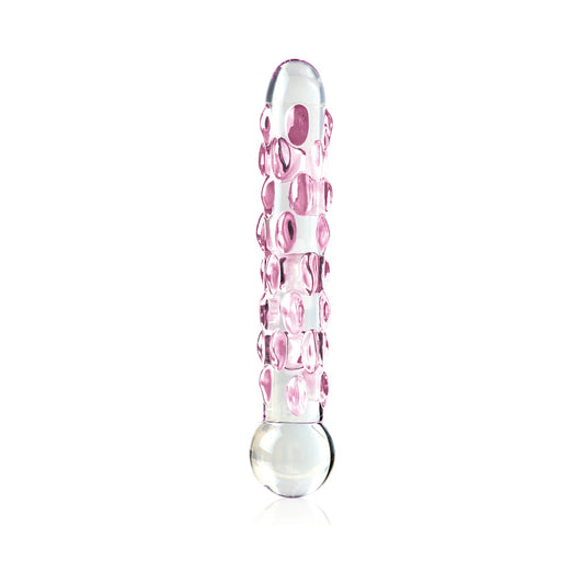 Icicles #7 7in Glass Dildo Pink/Clear