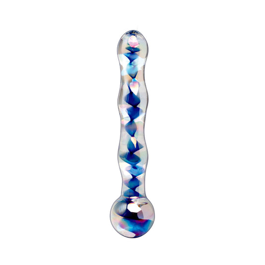 Icicles #8 7in Glass Dildo Blue/Clear