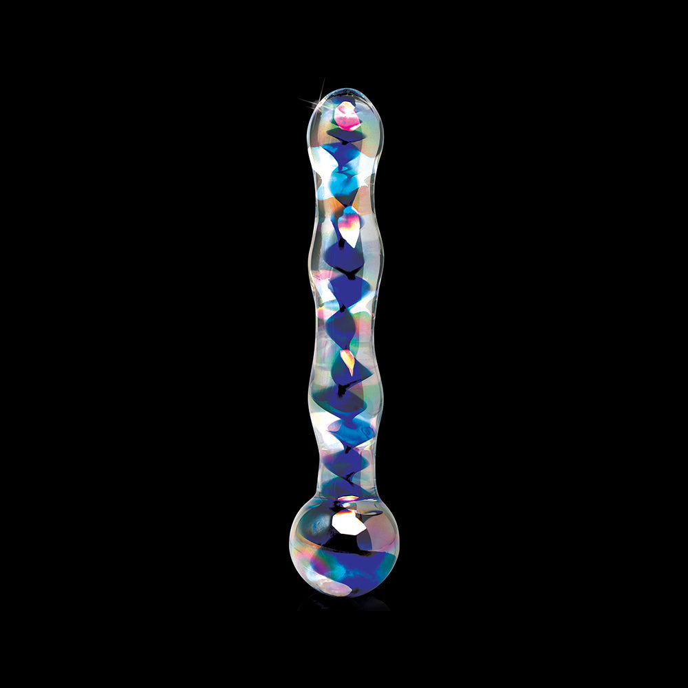 Icicles #8 7in Glass Dildo Blue/Clear