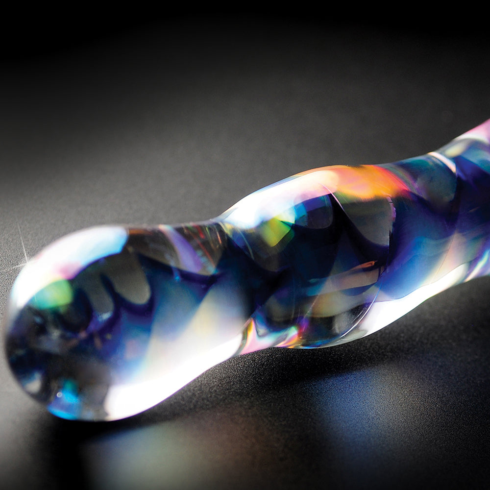 Icicles No. 8 Wavy 7 in. Glass Dildo Blue/Clear