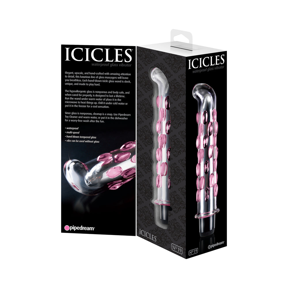 Icicles #19 Vibr 7.5in GlassDildo PnkClr