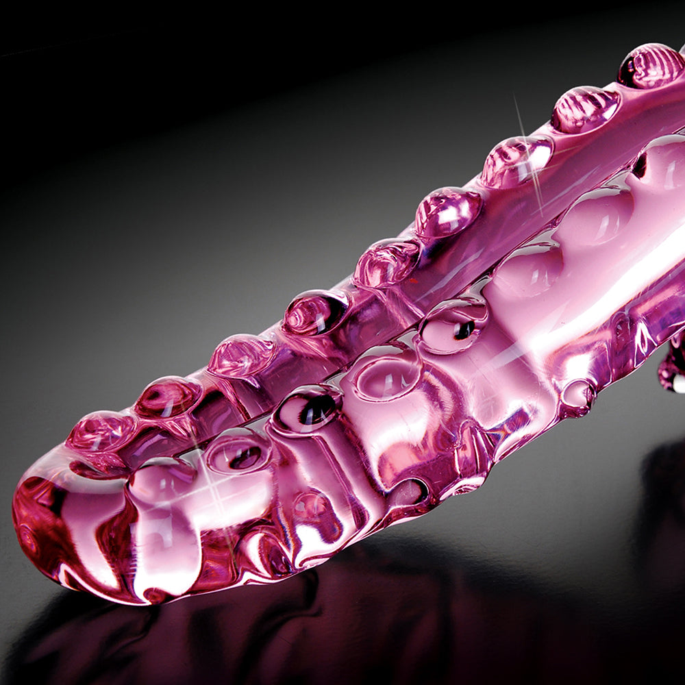 Icicles #24 6in Glass Dildo Handle Pink