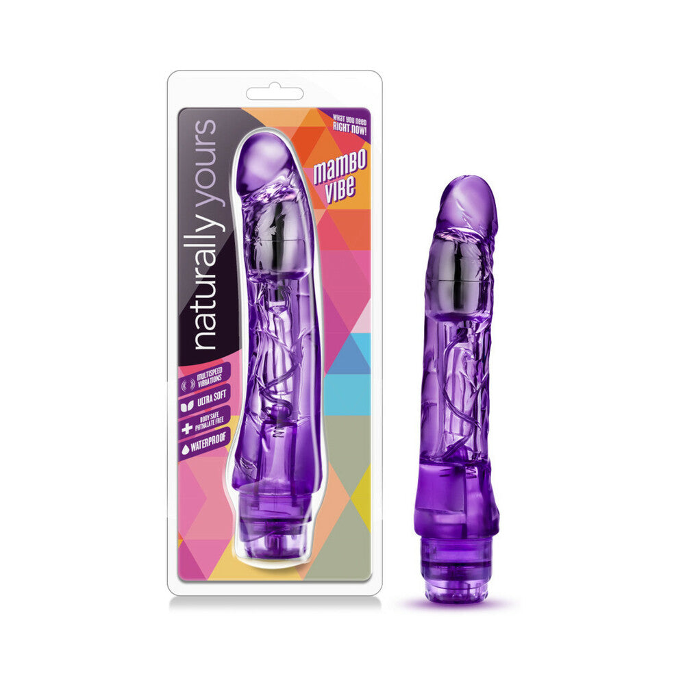 Blush Naturally Yours Mambo Vibe Realistic 9 in. Vibrating Dildo Purple