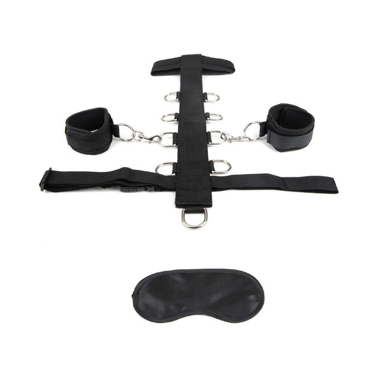 Lux Fetish 3pc Neck & Wristraint Set Blk