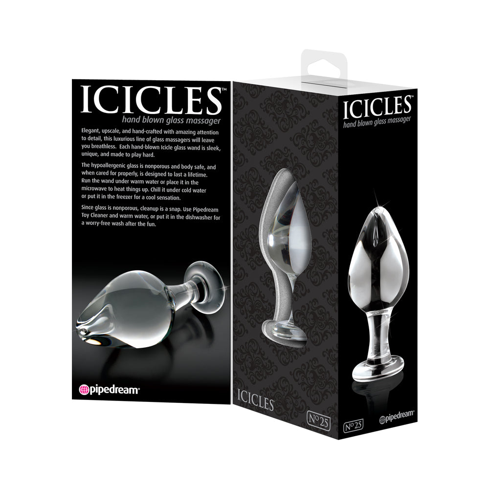 Icicles #25 Glass Anal Plug 3.5in Clear