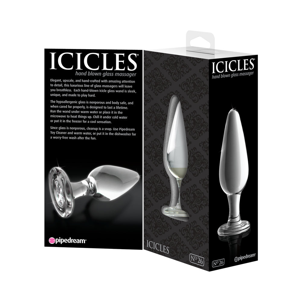 Icicles #26 Glass Anal Plug 4.5in Clear