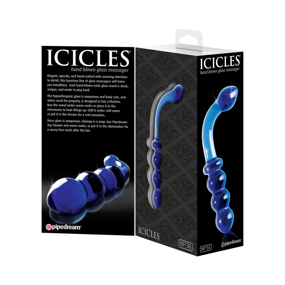 Icicles #31 7.25in Dual-Ended Glass Blue