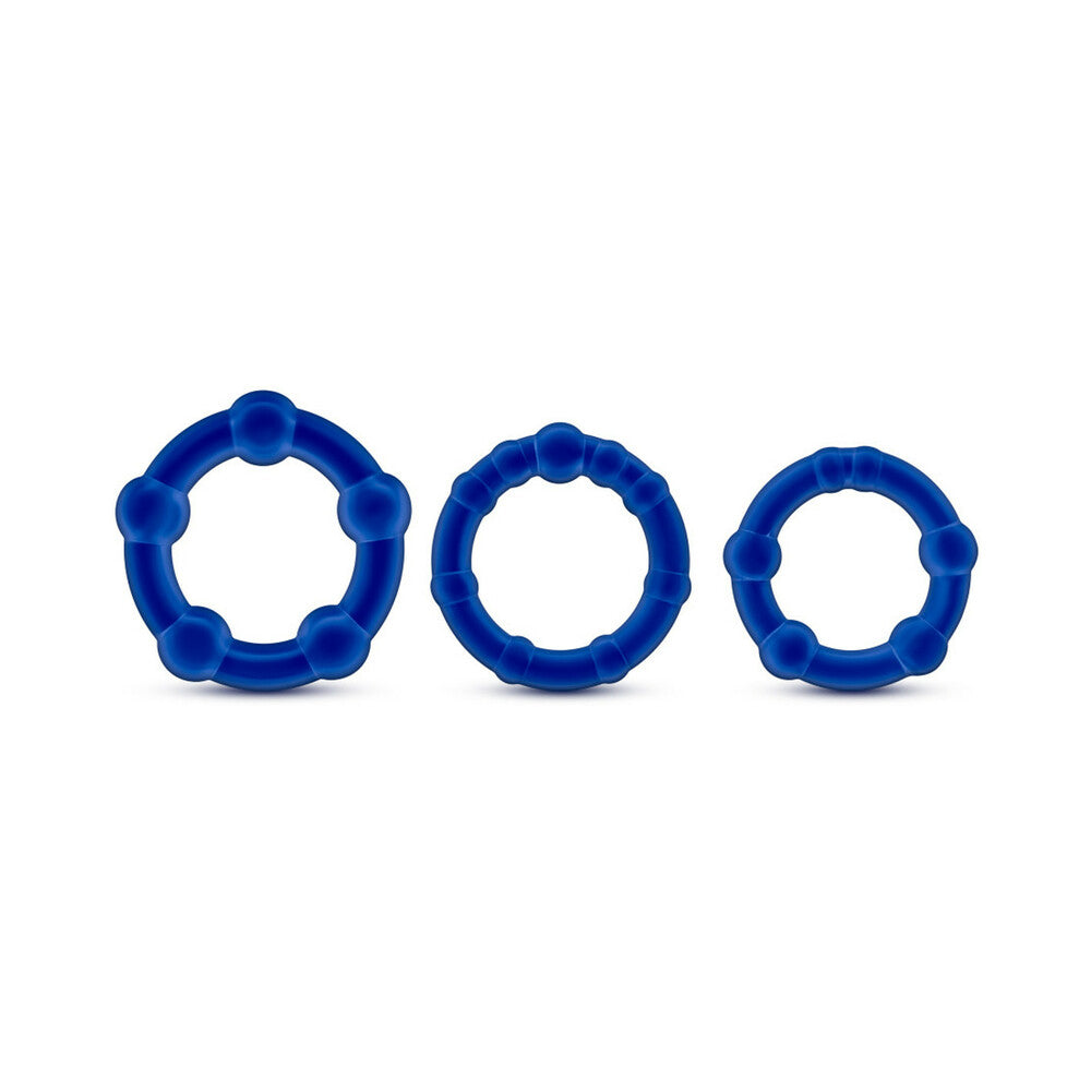 Stay Hard Beaded Cockrings 3pc Set Blue