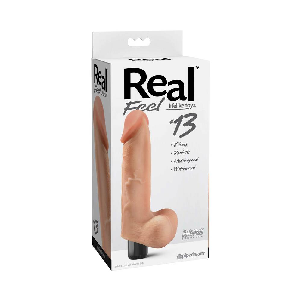 Pipedream Real Feel Lifelike Toyz No. 13 Realistic 8 in. Vibrating Dildo With Balls Beige