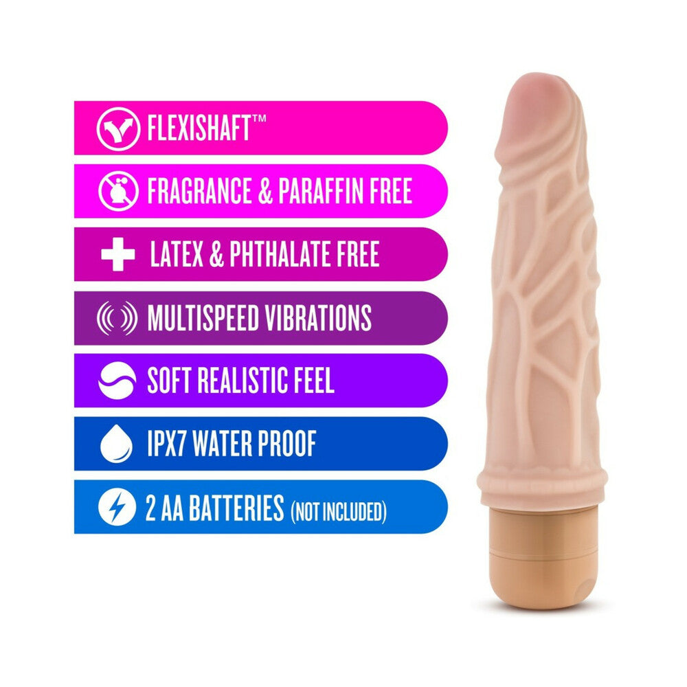 Blush Dr. Skin Vibe 3 Realistic 7.25 in. Vibrating Dildo Beige