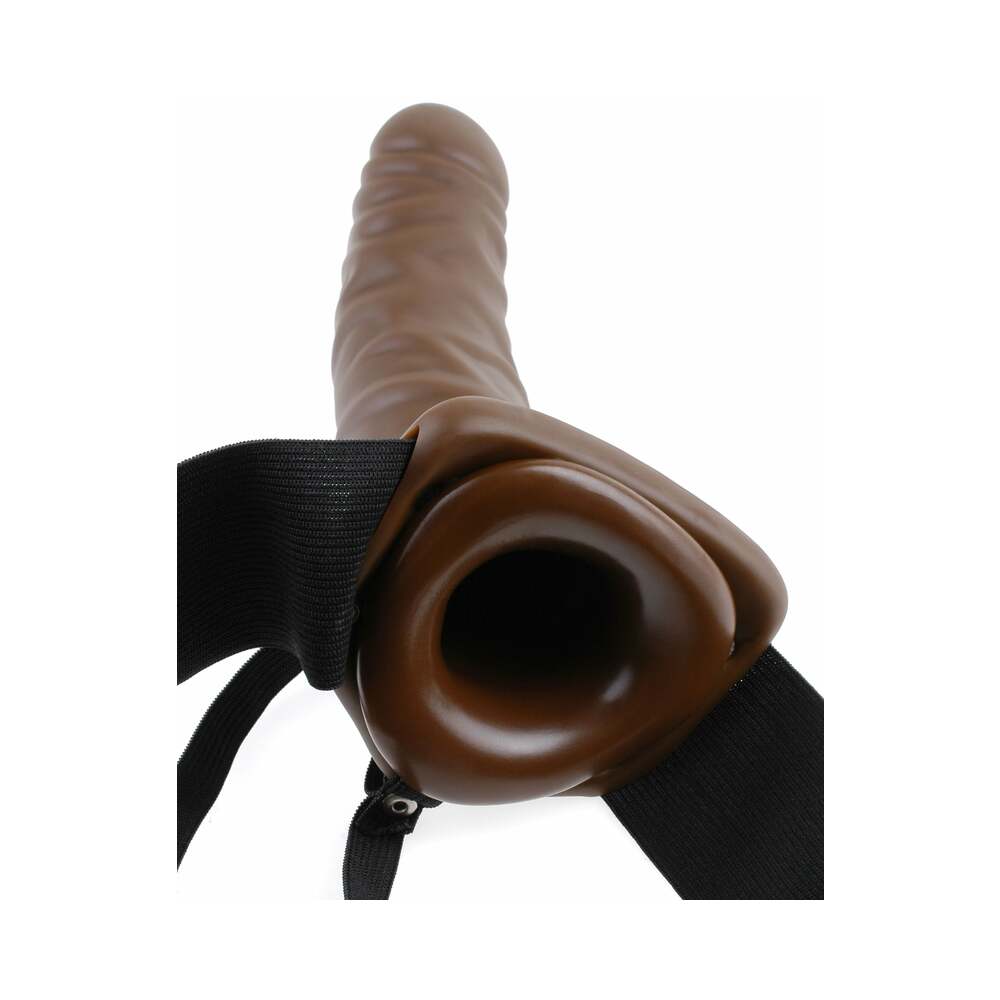 Fetish Fantasy Series 8 in. Vibrating Hollow Strap-On Brown/Black