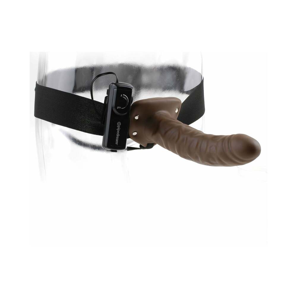 Fetish Fantasy Series 8 in. Vibrating Hollow Strap-On Brown/Black