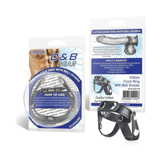 Blue Line C&B Gear V-style Cock Ring with Ball Divider