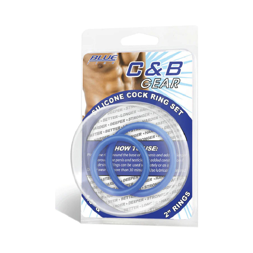 CB Gear 3pc Silicone Cock Ring Set Blue