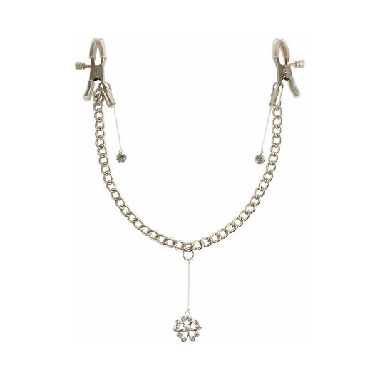 FF Crystal Nipple Clamps Chain Silver