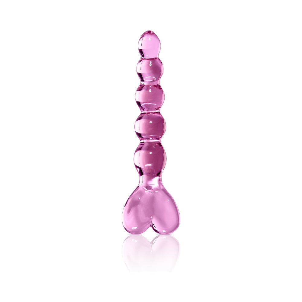 Icicles #43 8in Glass Dildo Heart Pink