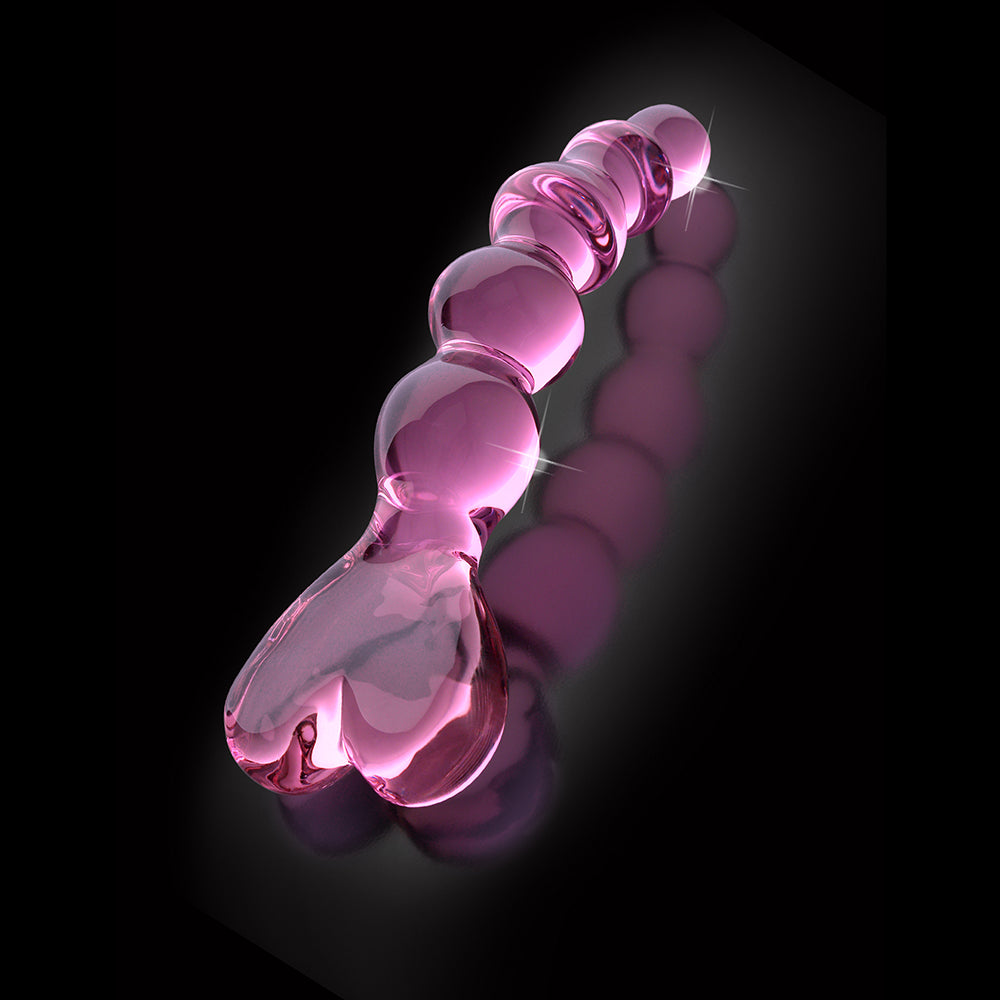 Icicles #43 8in Glass Dildo Heart Pink