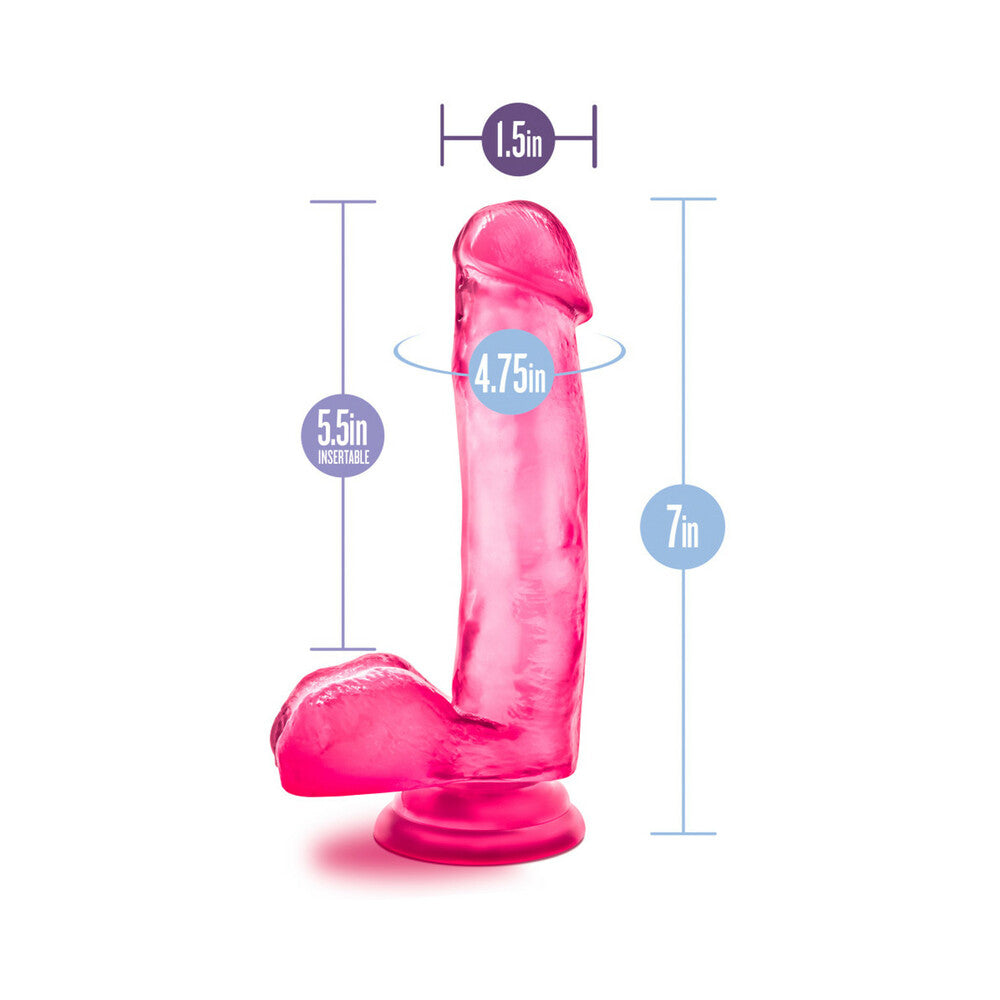 B Yours Sweet 'n Hard 1 Realistic 7 in. Dildo with Balls Pink
