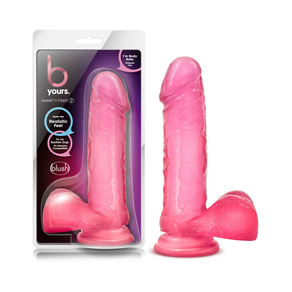 Blush B Yours Sweet 'n Hard 2 Realistic 7.75 in. Dildo with Balls & Suction Cup Pink