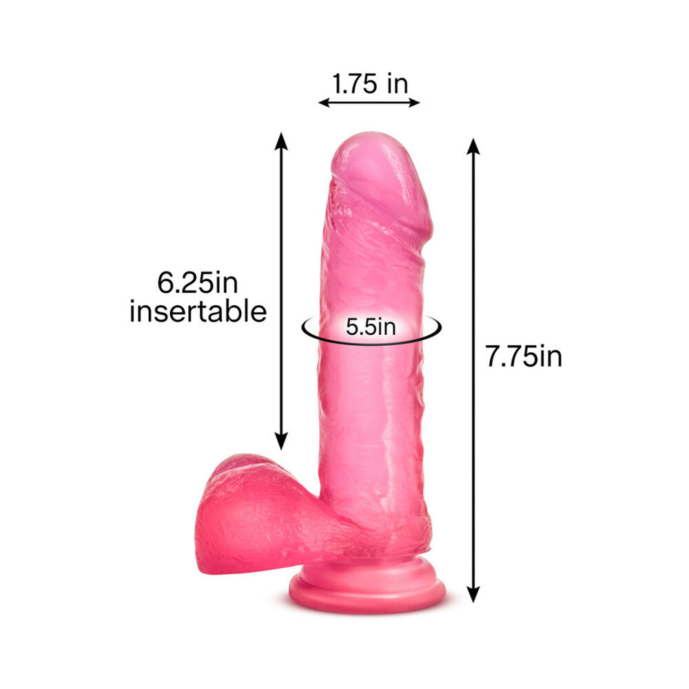 Blush B Yours Sweet 'n Hard 2 Realistic 7.75 in. Dildo with Balls & Suction Cup Pink