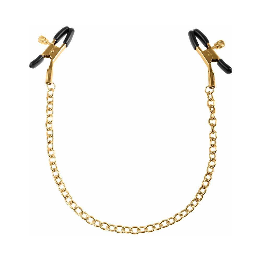 FF Gold Nipple Clamps With Chain Gold