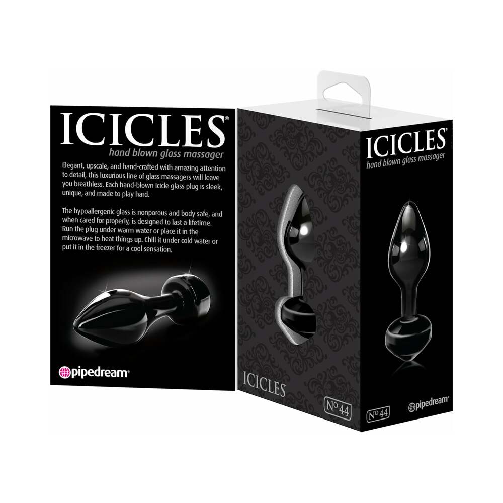 Icicles #44 Glass Anal Plug 3.25in Black