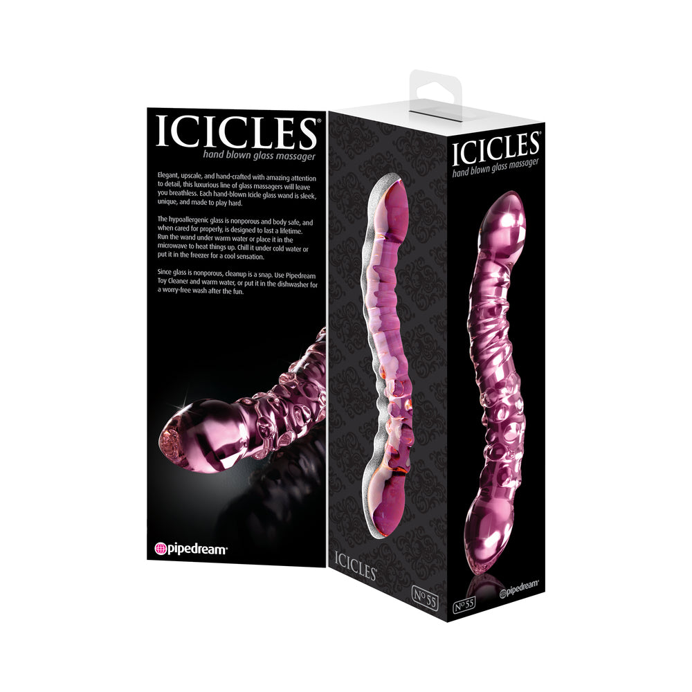 Icicles #55 7.75in Dual-Ended Glass Pink