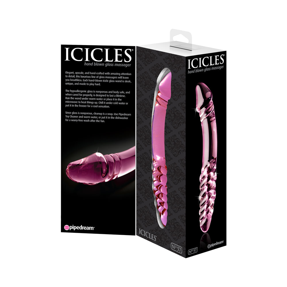 Icicles n.° 57, 9 pulgadas, vidrio de doble extremo, color rosa