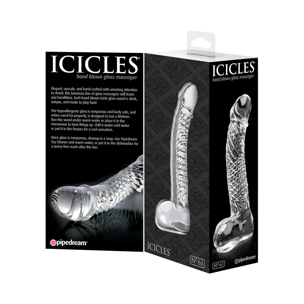 Icicles #61 6.5in Glass Dildo Clear