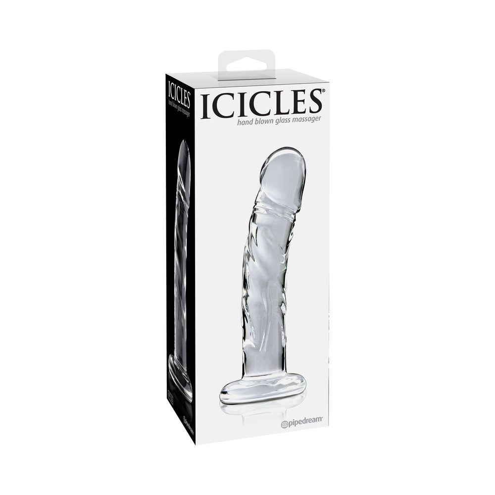 Pipedream Icicles No. 62 Curved Realistic 6.5 in. Glass Dildo Clear