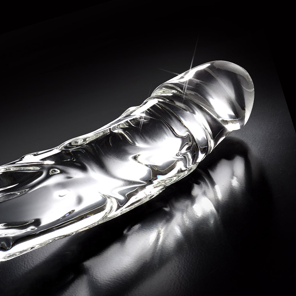 Icicles No. 62 Curved Realistic 6.5 in. Glass Dildo Clear